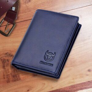 Bullcaptain Mens Blue Genuine Leather Wallet- NEW- Bifold